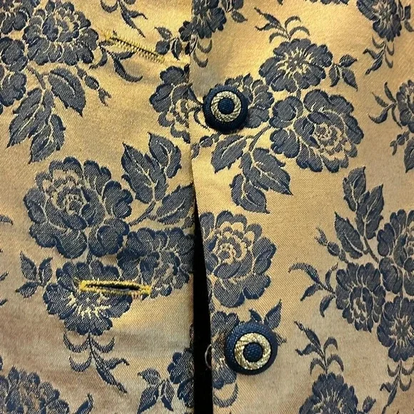 Versailles NewYork VTG suit blazer, gold, and navy floral USA lined NWT size 16 - Picture 3 of 7